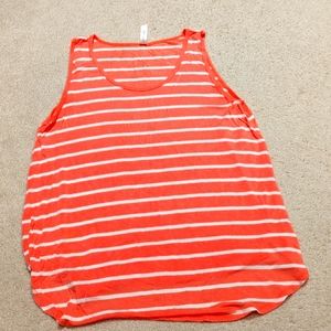 Coral and White Striped Tank